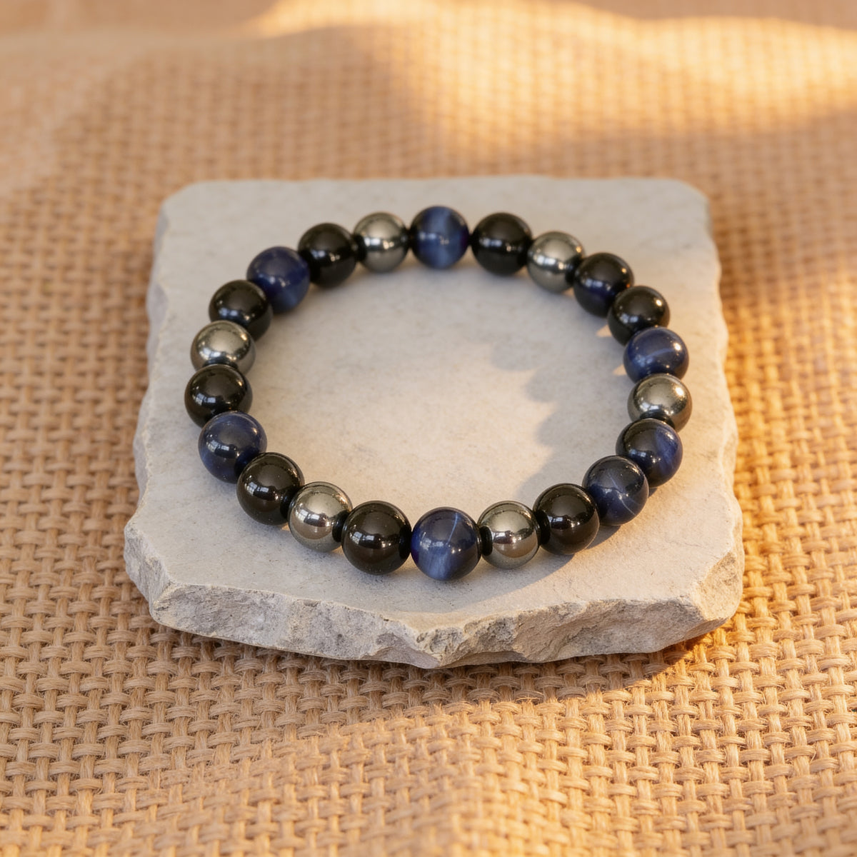 Bracelet Hématite, Shungite & Tourmaline — Guidance & Protection Triple