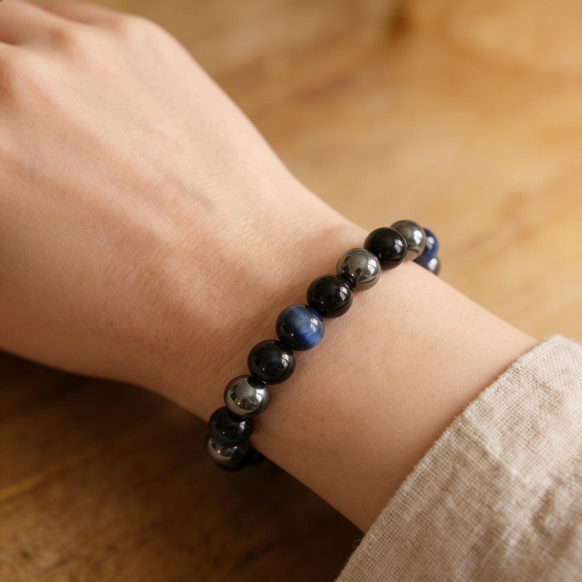 Bracelet Hématite, Shungite & Tourmaline — Guidance & Protection Triple
