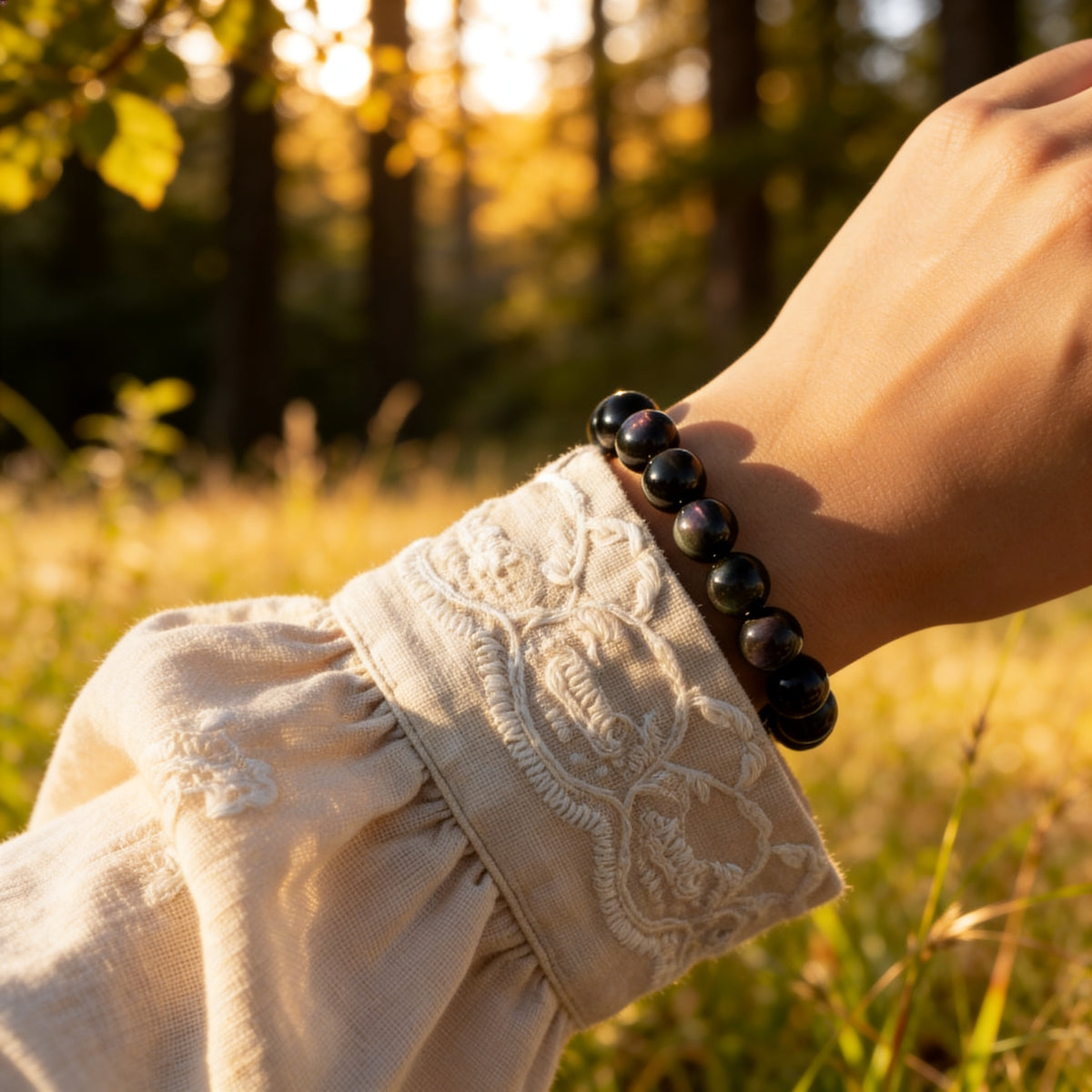 Bracelet Obsidienne Œil Céleste — Vision Intérieure & Protection