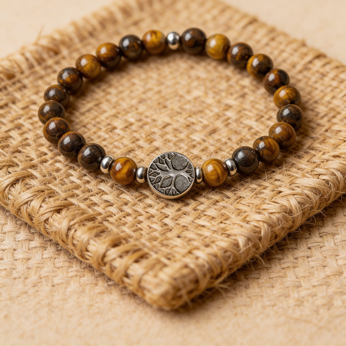 Bracelet "Confiance & Sécurité" en Oeil de Tigre - 17cm - L'Arbre des Chakras