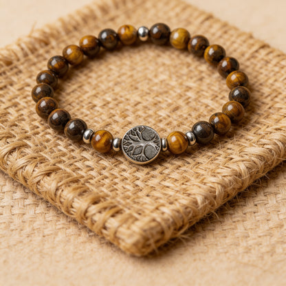 Bracelet "Confiance & Sécurité" en Oeil de Tigre - 17cm - L'Arbre des Chakras