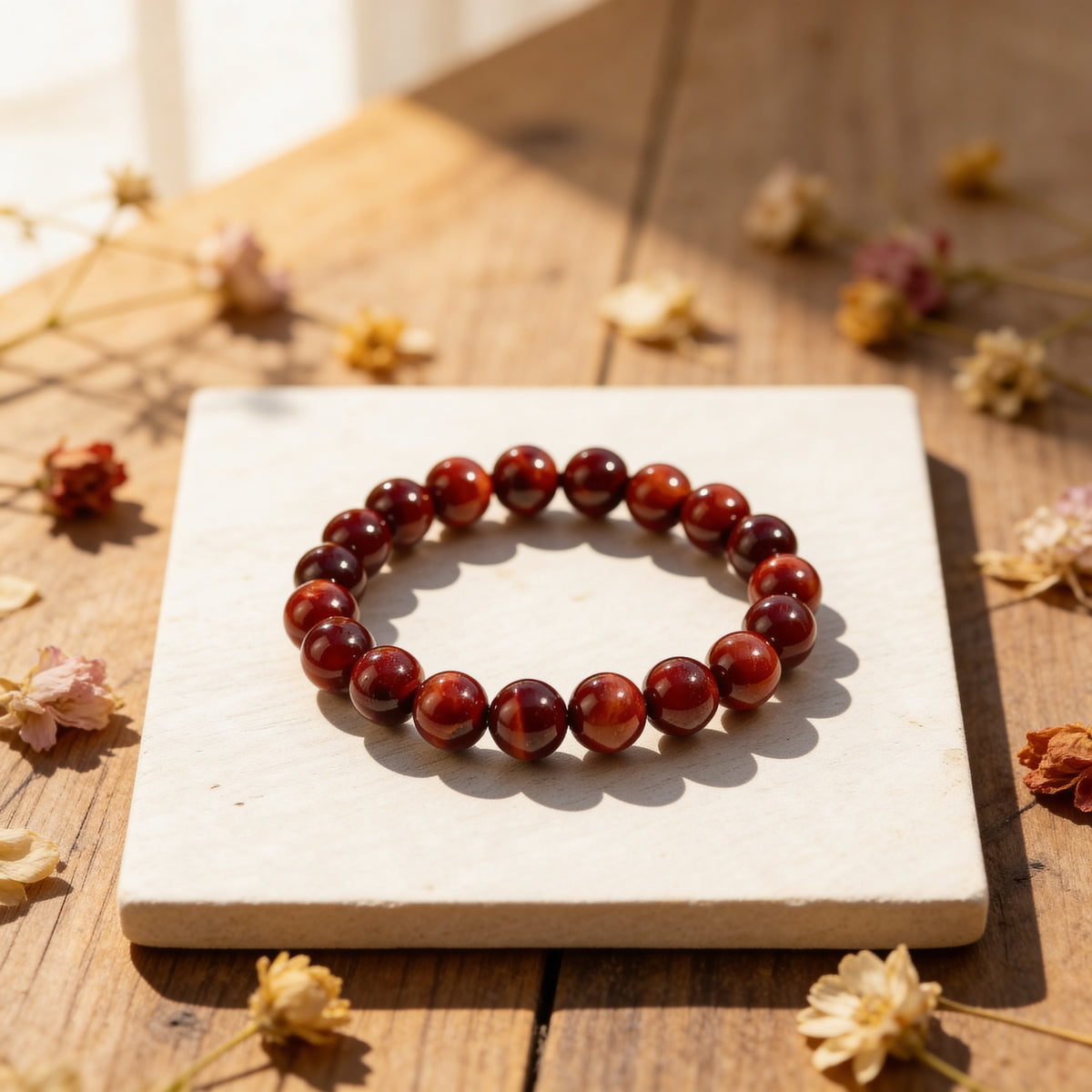 Bracelet "Bouclier Terrestre" en Œil de Taureau - 6mm / 17cm - L'Arbre des Chakras