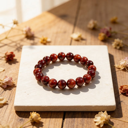 Bracelet "Bouclier Terrestre" en Œil de Taureau - 6mm / 17cm - L'Arbre des Chakras