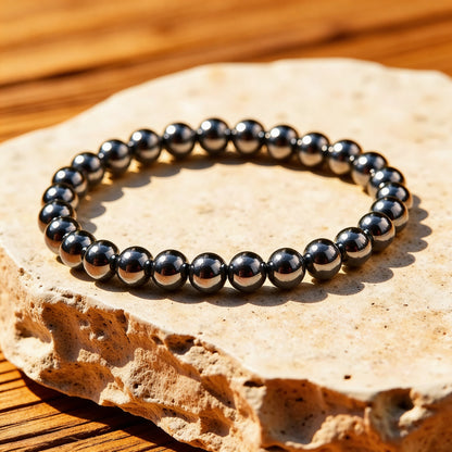 Bracelet "Force d'Énergie" en Hématite - 8mm / 17cm - L'Arbre des Chakras