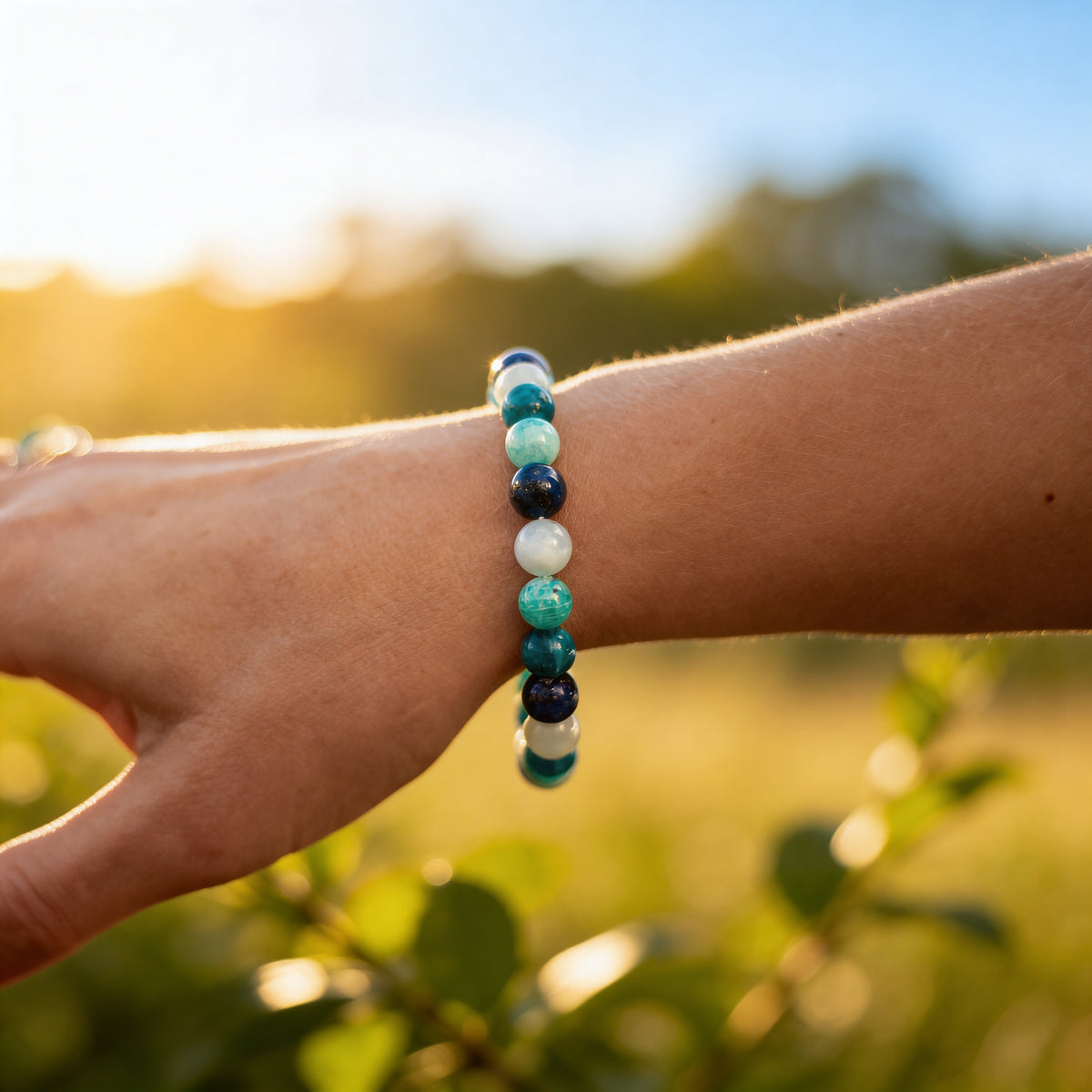 Bracelet Amazonite, Lapis Lazuli & Apatite — Sérénité Océane