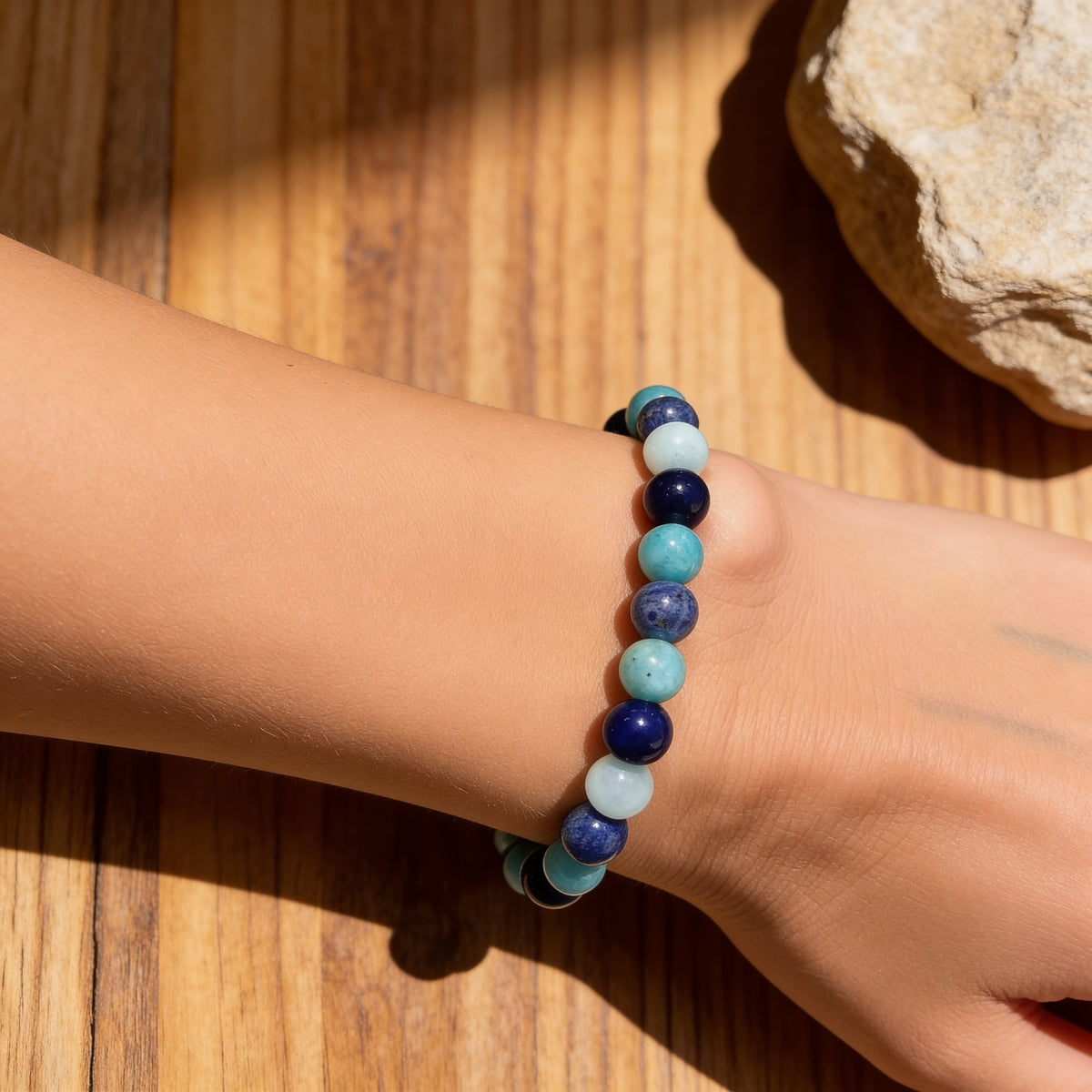 Bracelet Amazonite, Lapis Lazuli & Apatite — Sérénité Océane