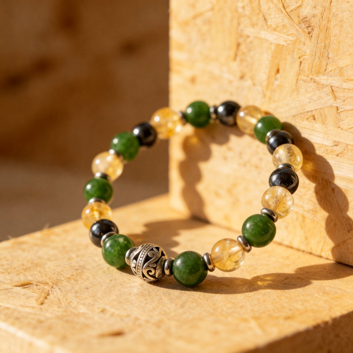 Bracelet Jade, Citrine & Hématite — Chance, Abondance & Ancrage
