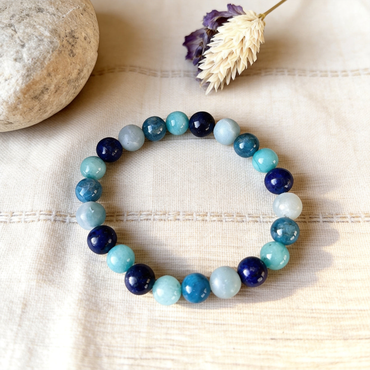 Bracelet Amazonite, Lapis Lazuli & Apatite — Sérénité Océane