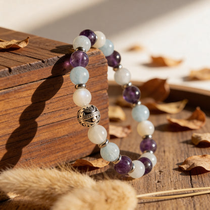 Bracelet Améthyste, Aigue-Marine & Pierre de Lune — Bien-Être Féminin