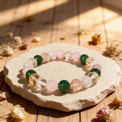 Bracelet Chance — Aventurine, Citrine & Quartz Rose