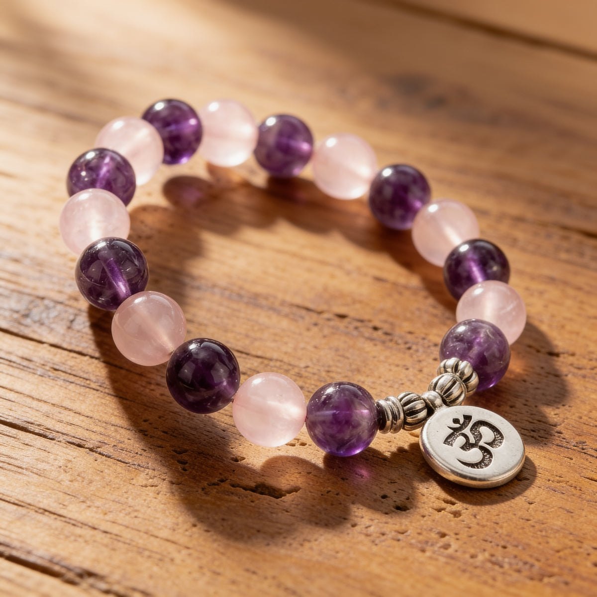 Bracelet Améthyste & Quartz Rose — Amour & Éveil Spirituel