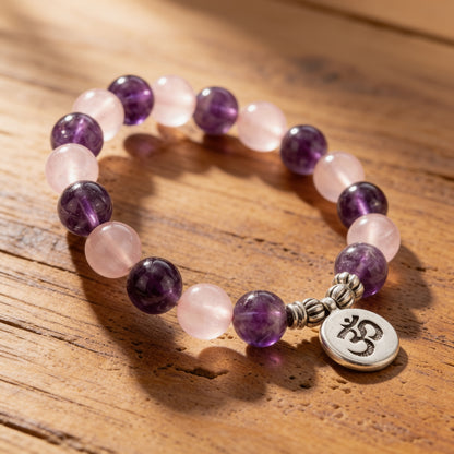 Bracelet Améthyste & Quartz Rose — Amour & Éveil Spirituel