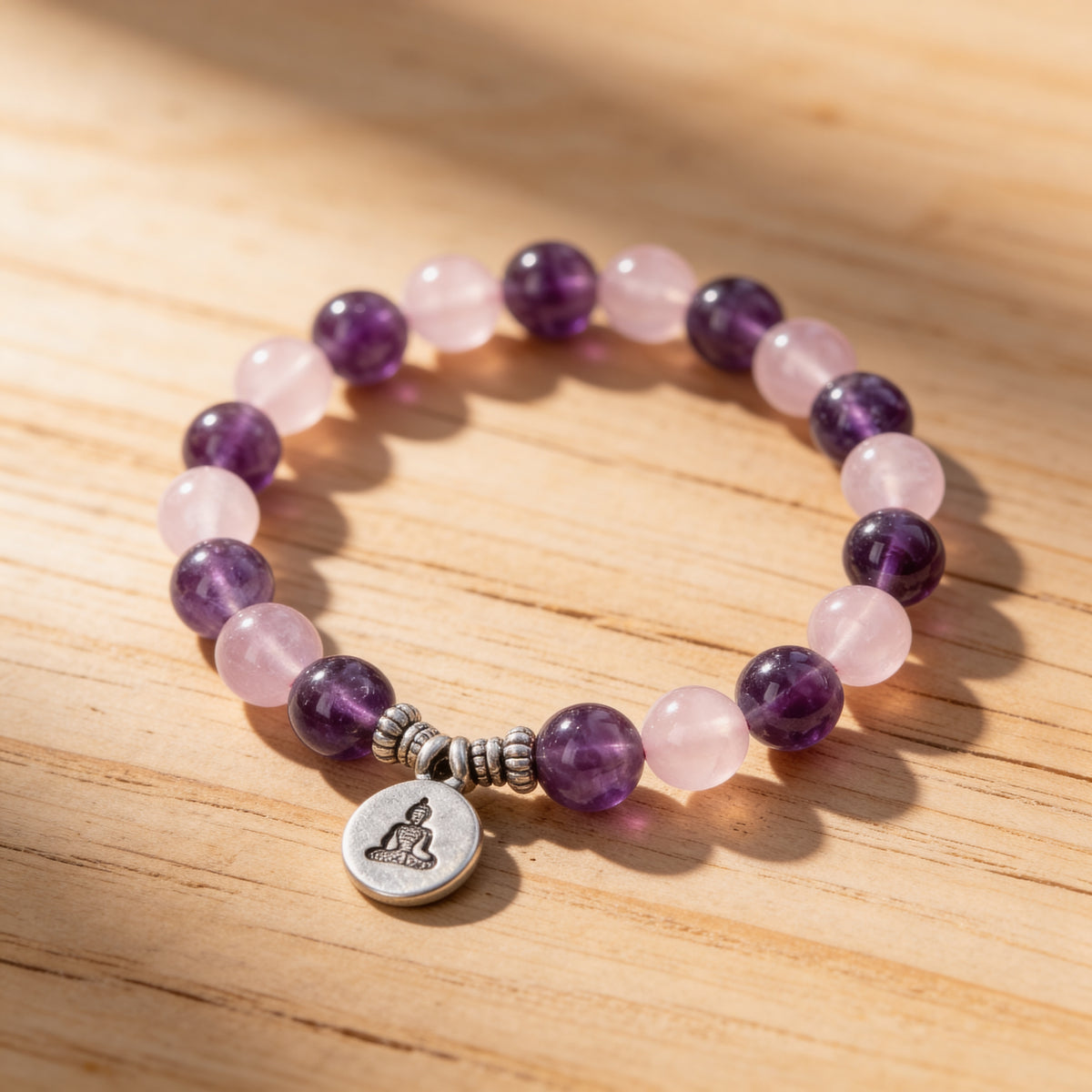 Bracelet Améthyste & Quartz Rose — Amour & Éveil Spirituel