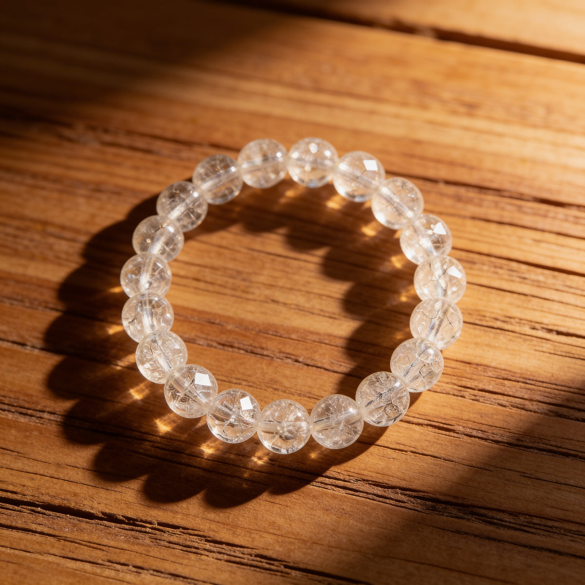 Bracelet "Esprit Léger" en Cristal de Roche Craquelé - 6mm / 17cm - L'Arbre des Chakras