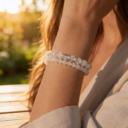Bracelet Cristal de Roche Craquelé — Clarté & Énergie Pure