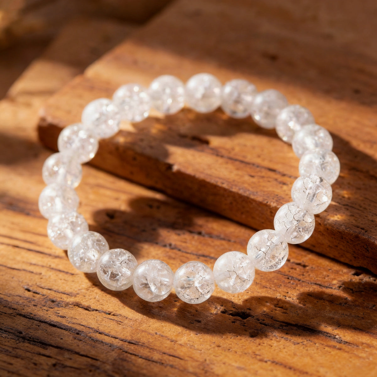 Bracelet Cristal de Roche Craquelé — Clarté & Énergie Pure