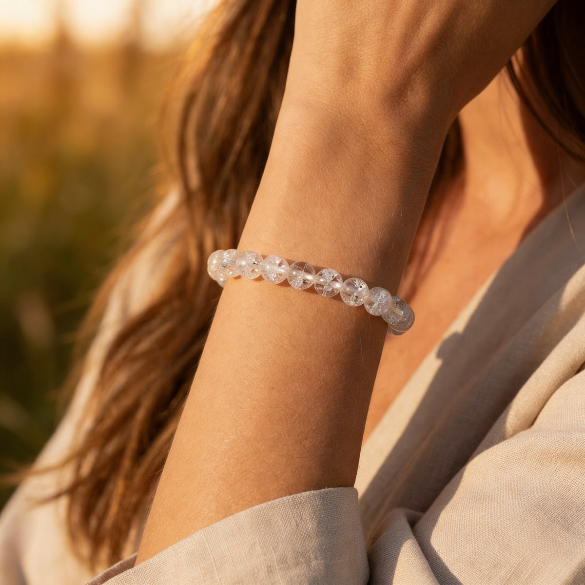 Bracelet Cristal de Roche Craquelé — Clarté & Énergie Pure