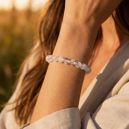 Bracelet Cristal de Roche Craquelé — Clarté & Énergie Pure