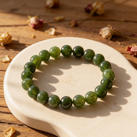 Bracelet Jade Néphrite — Prospérité, Sagesse & Harmonie
