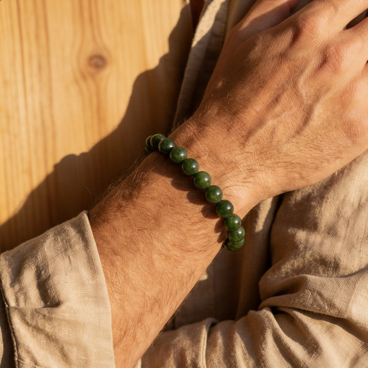 Bracelet Jade Néphrite — Prospérité, Sagesse & Harmonie