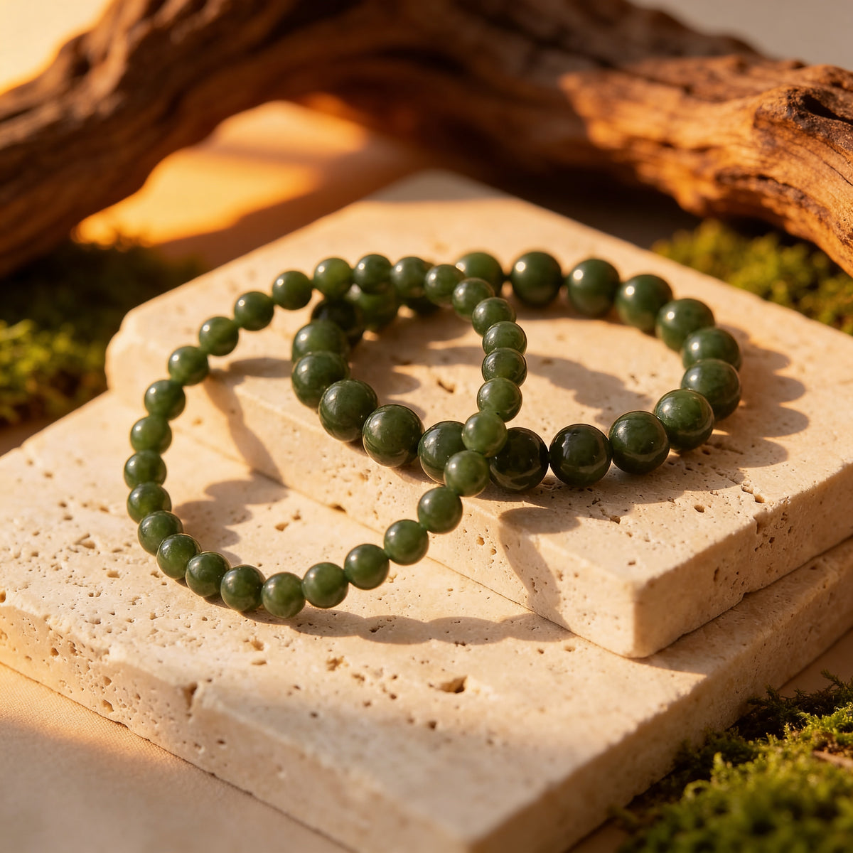 Bracelet Jade Néphrite — Prospérité, Sagesse & Harmonie