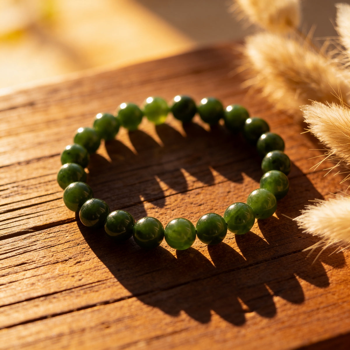 Bracelet Jade Néphrite — Prospérité, Sagesse & Harmonie