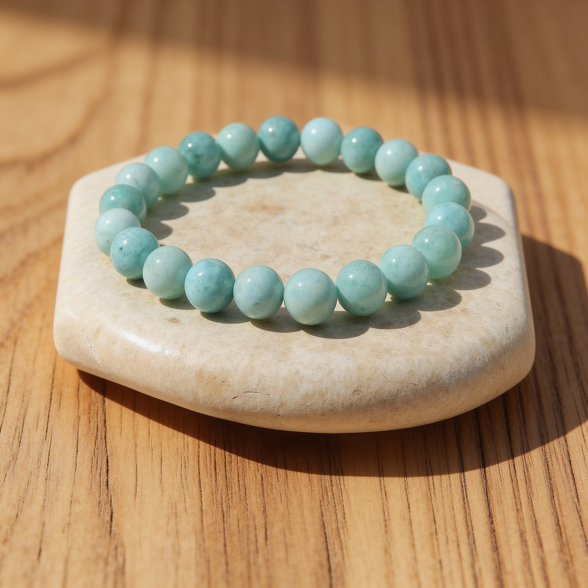 Bracelet "Océan Paisible" en Amazonite - 8mm / 17cm - L'Arbre des Chakras
