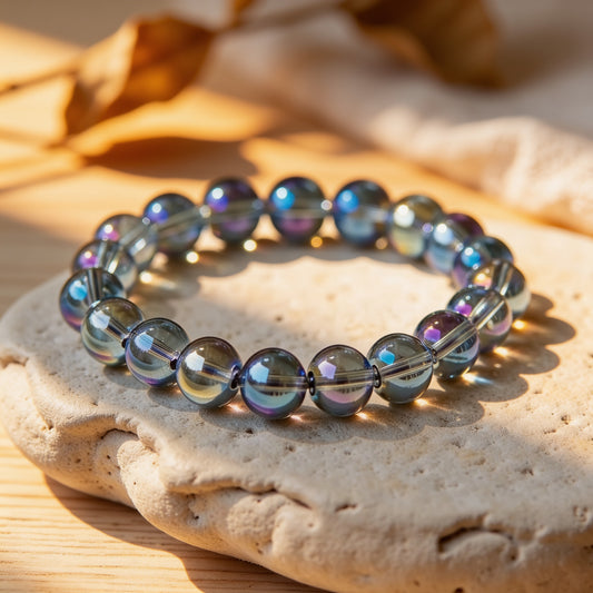 Bracelet "Énergie Céleste" en Aqua Aura - 17cm - L'Arbre des Chakras