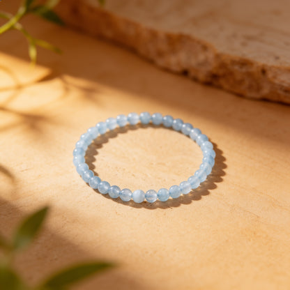 Bracelet Fin en Pierres Naturelles de 4mm - Aigue-Marine / 17cm - L'Arbre des Chakras