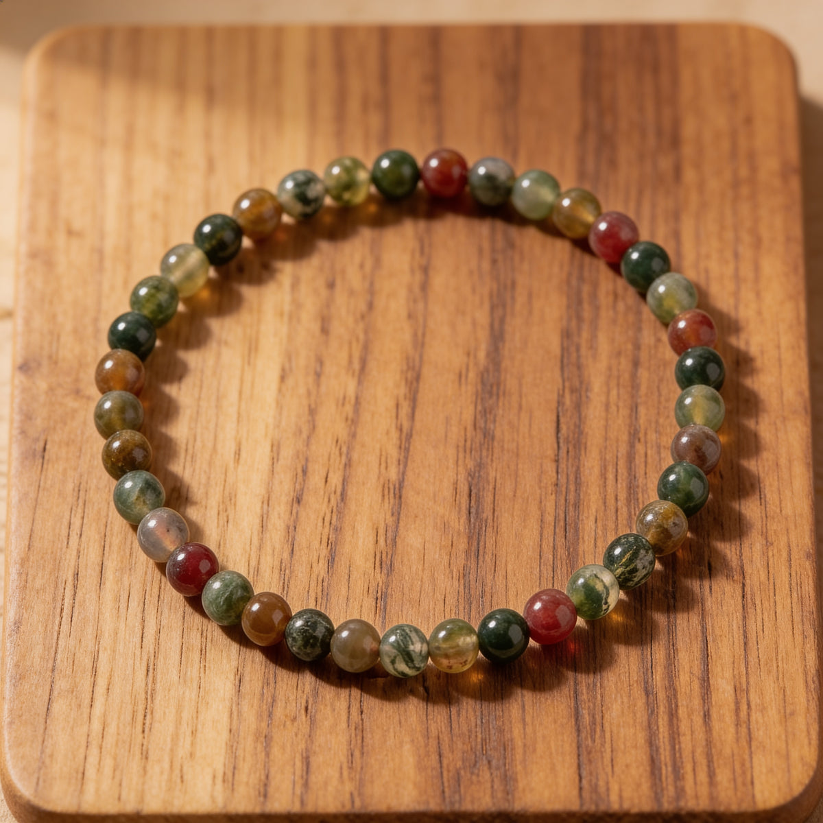 Bracelet Fin en Pierres Naturelles de 4mm - Agate Indienne / 17cm - L'Arbre des Chakras