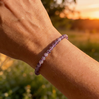 Bracelet Fin en Pierres Naturelles 4mm — Discret & Élégant