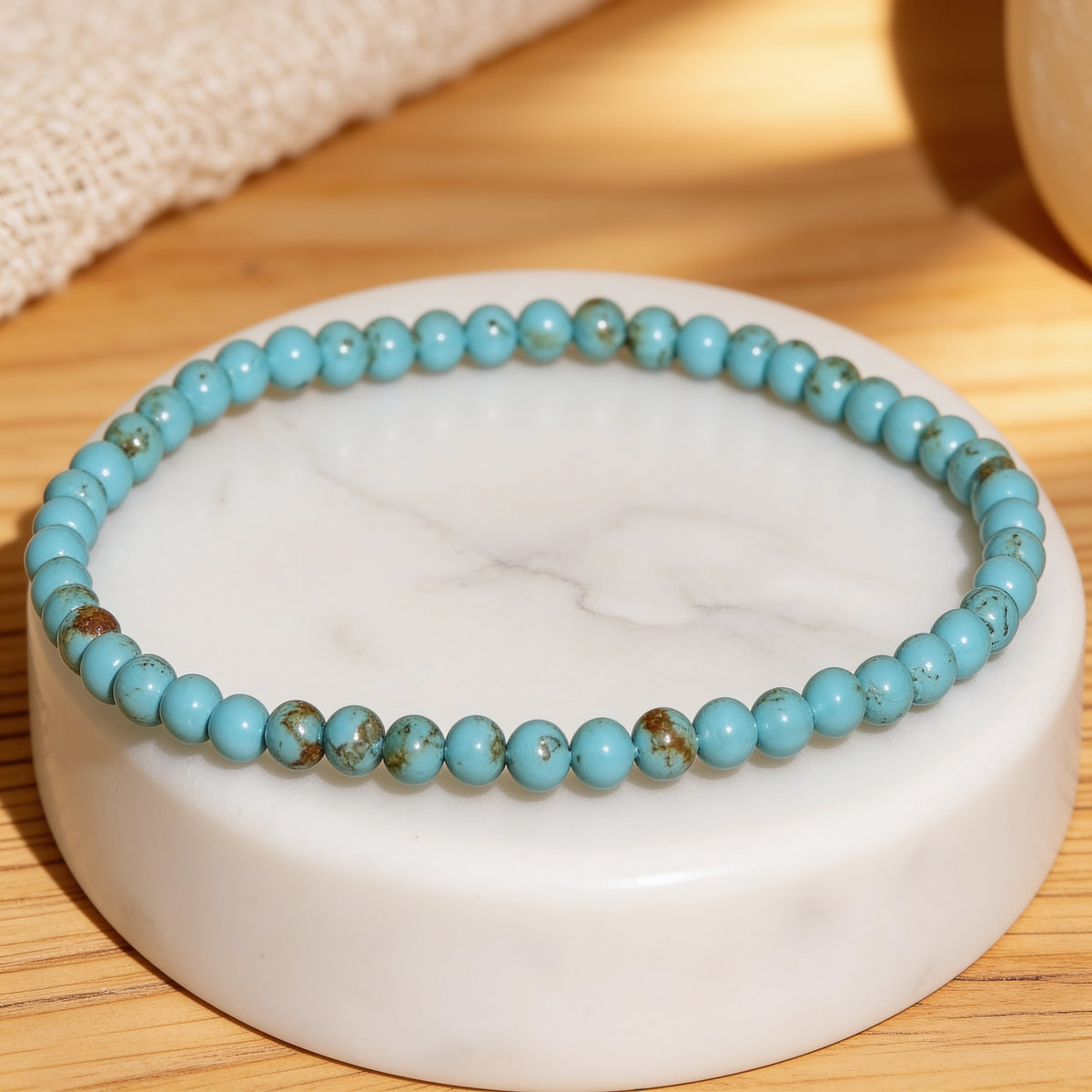 Bracelet Fin en Pierres Naturelles de 4mm - Turquoise / 17cm - L'Arbre des Chakras
