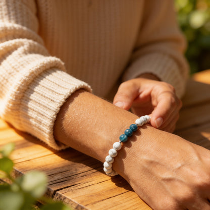 Bracelet Apatite & Howlite — Légèreté & Rééquilibrage