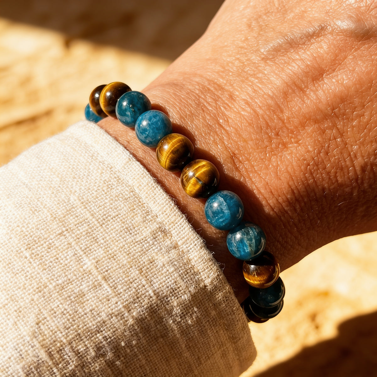 Bracelet Apatite & Œil de Tigre — Harmonie Intérieure & Confiance