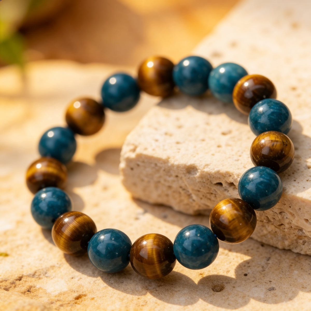 Bracelet Apatite & Œil de Tigre — Harmonie Intérieure & Confiance