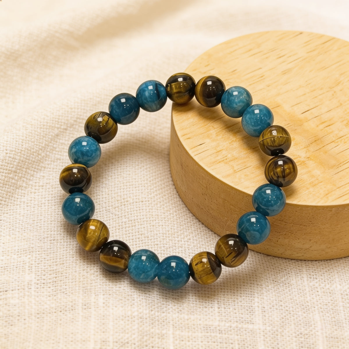 Bracelet Apatite & Œil de Tigre — Harmonie Intérieure & Confiance