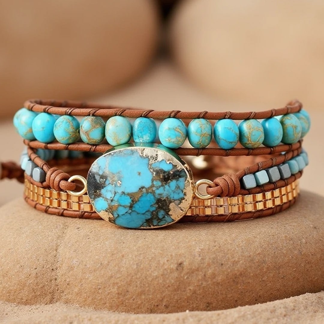 Bracelet Wrap Turquoise — Bien-Être & Énergie Apaisante