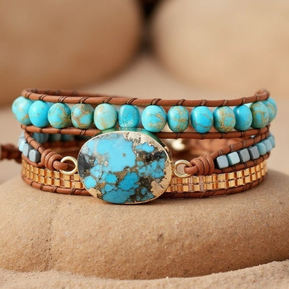 Bracelet Wrap Turquoise — Bien-Être & Énergie Apaisante