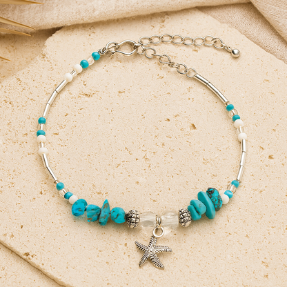 Bracelet de Cheville Turquoise Étoile de Mer — Liberté & Mer