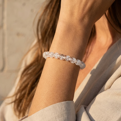 Bracelet Cristal de Roche Craquelé — Clarté & Énergie Pure