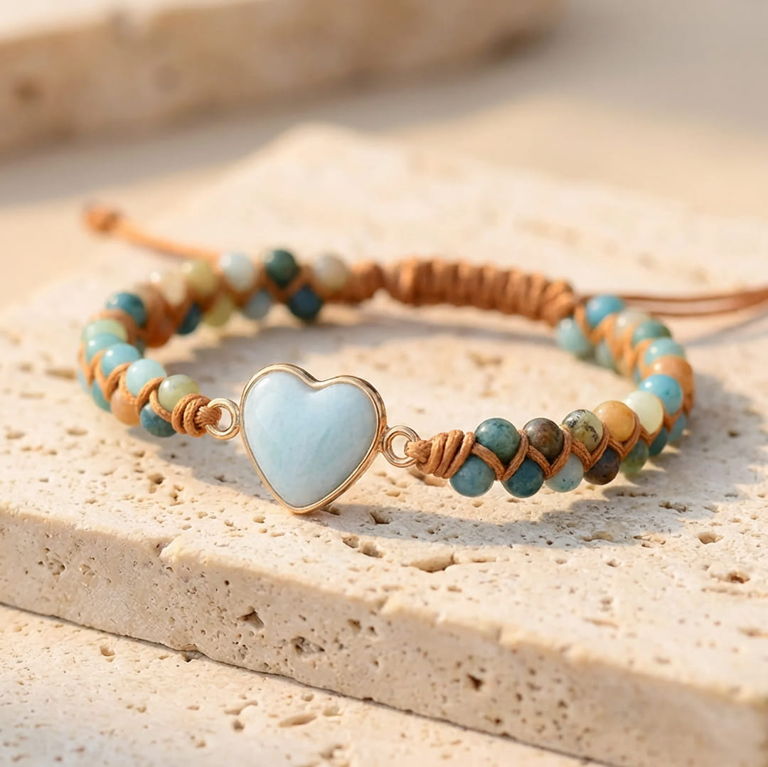 Bracelet Tressé Amazonite — Cœur Ouvert & Communication Bienveillante
