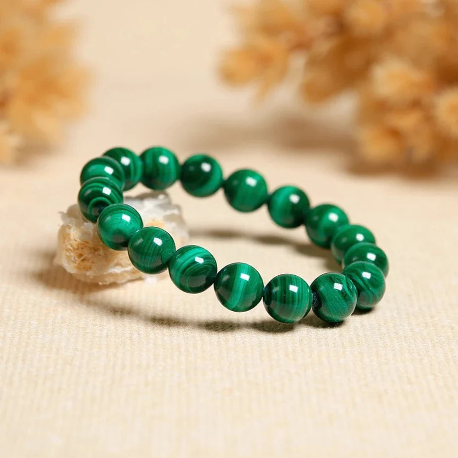Bracelet "Purification" en Malachite Véritable - 6mm / 17cm - L'Arbre des Chakras