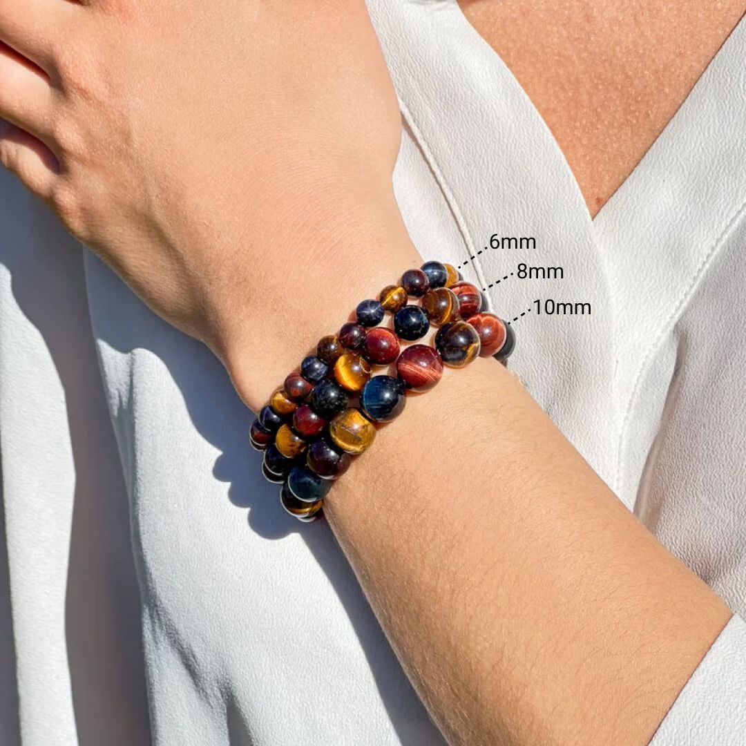 Bracelet Triple Œil — Œil de Tigre, Taureau & Faucon