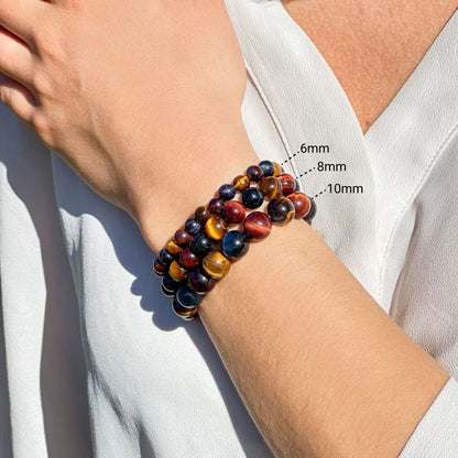 Bracelet Triple Œil — Œil de Tigre, Taureau & Faucon